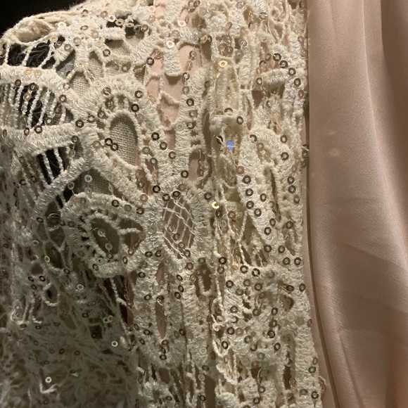 Peachy draping top w/ sequined ivory cardigan - Picture 5 of 5